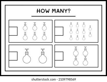 How many christmas light, game for children. Vector illustration, printable worksheet