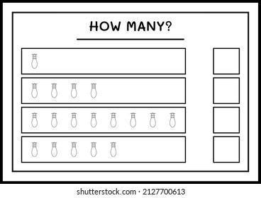 How many christmas light, game for children. Vector illustration, printable worksheet
