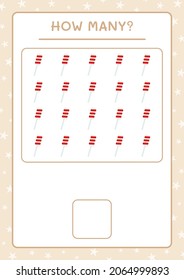 How many christmas lollipop, game for children. Vector illustration, printable worksheet