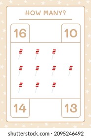 How many christmas lollipop, game for children. Vector illustration, printable worksheet