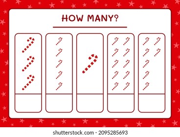 How many christmas lollipop, game for children. Vector illustration, printable worksheet