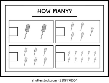 How many christmas lollipop, game for children. Vector illustration, printable worksheet