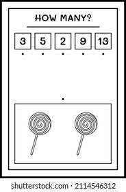 How many christmas lollipop, game for children. Vector illustration, printable worksheet