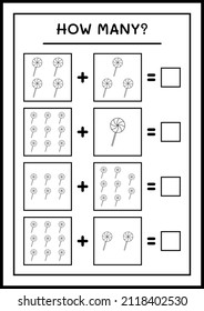 How many christmas lollipop, game for children. Vector illustration, printable worksheet