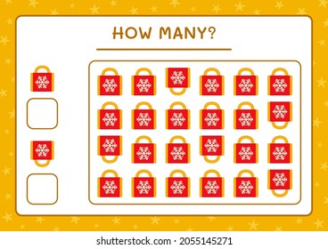 How many christmas mug, game for children. Vector illustration, printable worksheet