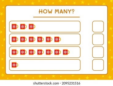 How many christmas mug, game for children. Vector illustration, printable worksheet