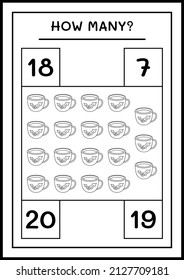 How many christmas mug, game for children. Vector illustration, printable worksheet