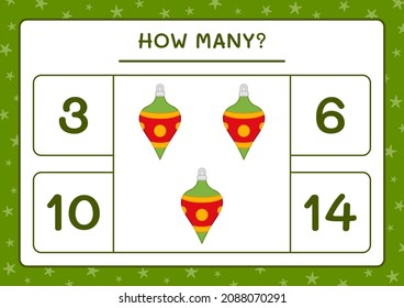 How many christmas ornament, game for children. Vector illustration, printable worksheet
