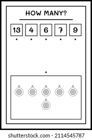 How many christmas ornament, game for children. Vector illustration, printable worksheet
