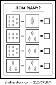 How many christmas ornament, game for children. Vector illustration, printable worksheet