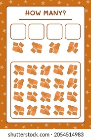 How many christmas sock, game for children. Vector illustration, printable worksheet