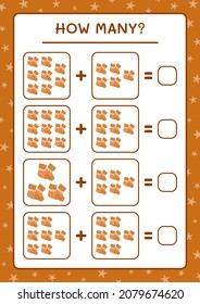 How many christmas sock, game for children. Vector illustration, printable worksheet