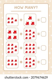 How many christmas sock, game for children. Vector illustration, printable worksheet