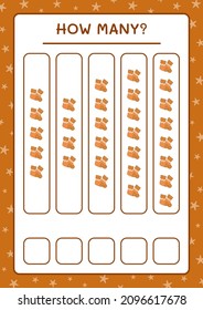 How many christmas sock, game for children. Vector illustration, printable worksheet