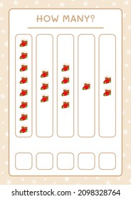 How many christmas sock, game for children. Vector illustration, printable worksheet