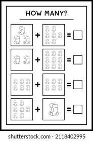 How many christmas sock, game for children. Vector illustration, printable worksheet