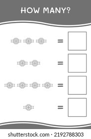 How many of Clover badge, game for children. Vector illustration, printable worksheet