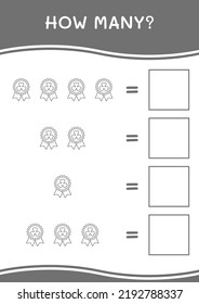 How many of Clover badge, game for children. Vector illustration, printable worksheet