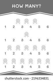 ¿Cuántos de la insignia de Clover, juego para niños? Ilustración del vector, hoja de cálculo imprimible