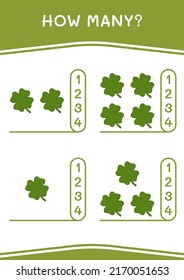 How many of Clover, game for children. Vector illustration, printable worksheet