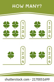 How many of Clover, game for children. Vector illustration, printable worksheet
