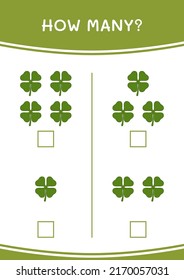 How many of Clover, game for children. Vector illustration, printable worksheet