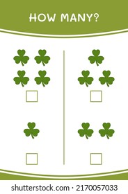 How many of Clover, game for children. Vector illustration, printable worksheet