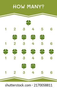 How many of Clover, game for children. Vector illustration, printable worksheet