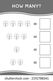 How many of Clover, game for children. Vector illustration, printable worksheet