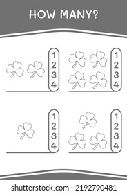 How many of Clover, game for children. Vector illustration, printable worksheet
