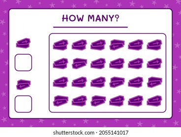 How many Coffin, game for children. Vector illustration, printable worksheet