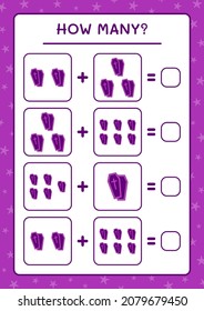 How many Coffin, game for children. Vector illustration, printable worksheet