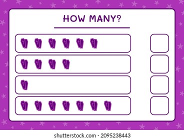 How many Coffin, game for children. Vector illustration, printable worksheet