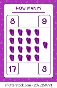 How many Coffin, game for children. Vector illustration, printable worksheet