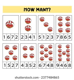 How many. Count how many objects are hidden in the picture. How many objects are in the picture? Vector illustration