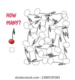 How many. Count how many objects are hidden in the picture. How many objects are in the picture? Vector illustration