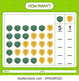 How many counting game with acorn squash. worksheet for preschool kids, kids activity sheet, printable worksheet