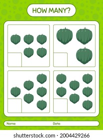 How many counting game with acorn squash. worksheet for preschool kids, kids activity sheet, printable worksheet