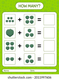 How many counting game with acorn squash. worksheet for preschool kids, kids activity sheet, printable worksheet