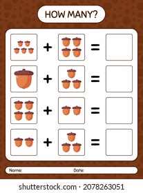 How many counting game with acorn. worksheet for preschool kids, kids activity sheet