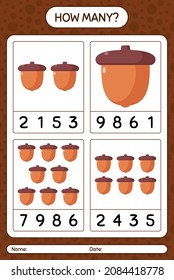How many counting game with acorn. worksheet for preschool kids, kids activity sheet