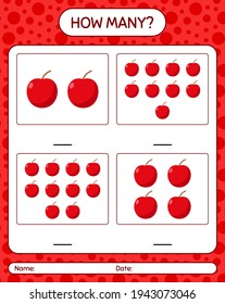 How many counting game with apple worksheet for preschool kids, kids activity sheet, printable worksheet