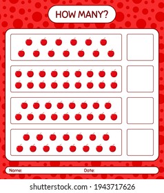 How many counting game with apple worksheet for preschool kids, kids activity sheet, printable worksheet