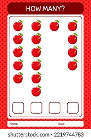 How many counting game with apple. worksheet for preschool kids, kids activity sheet