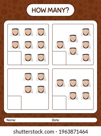 How many counting game with Arabian. worksheet for preschool kids, kids activity sheet, printable worksheet