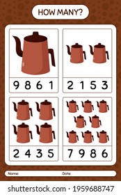 How many counting game with arabic teapot. worksheet for preschool kids, kids activity sheet, printable worksheet