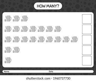 How many counting game with arabic teapot. worksheet for preschool kids, kids activity sheet, printable worksheet