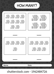 How many counting game with arabic teapot. worksheet for preschool kids, kids activity sheet, printable worksheet