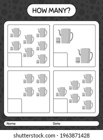 How many counting game with arabic teapot. worksheet for preschool kids, kids activity sheet, printable worksheet