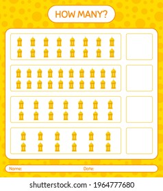 How many counting game with arabic lantern. worksheet for preschool kids, kids activity sheet, printable worksheet